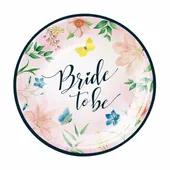 Talerzyki papierowe Bride to Be kwiaty, 18 cm 6 szt.
