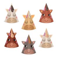 Czapeczki papierowe Urocze Koniki, 6 szt.