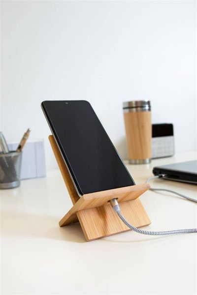 Stojak na smartfon BAMBOO CHAIR, brązowy zdjęcie 3