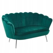 zielona sofa 2 osobowa do gabinetu salonu tapicerowana welurowa furnitex