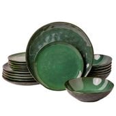 Serwis obiadowy Uminami zielony na 6 osób 18 szt. Nowoczesny Do zmywarki