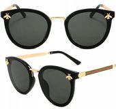 Damskie Okulary Kocie Owalne Eleganckie Czarne