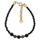 Bransoletka - Turmalin czarny, Iolit, Noc Kairu i srebro złocone