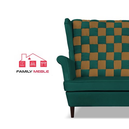 Zestaw uszak CAROL DUO sofa fotele zielono - brązowy na Arena.pl