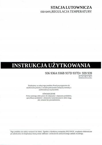 Stacja lutownicza grotowa kolbowa WEP 937D 60W chwytak smd od HOTAIR na Arena.pl