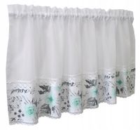 Zazdrostka firana kuchenna kwiaty in garden woal mięta 200 x 60 cm