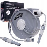 WĄŻ OGRODOWY AUTOMATYCZNY 10m+1m +końcówki ZWIJACZ BĘBEN NA ŚCIANĘ 3/4 CALA