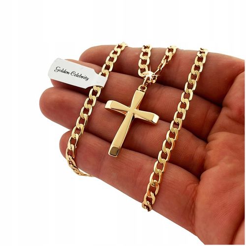 ZŁOTY ŁAŃCUSZEK MĘSKI PANCERKA+KRZYŻYK 18K 55CM PREZENT DLA NIEGO + GRATISY na Arena.pl