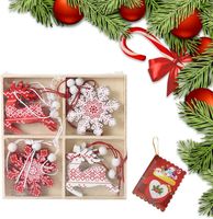 Ozdoby Świąteczne Drewniane Wisiorki Choinkowe 12 szt Boże Narodzenie