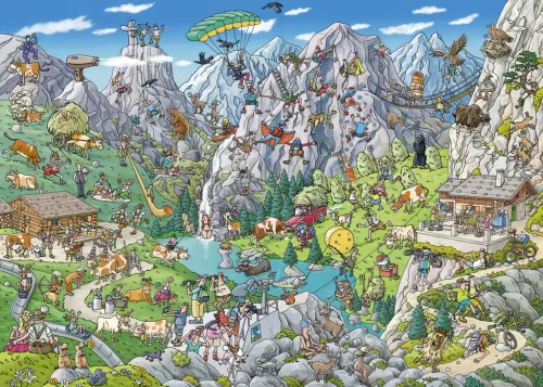 Szalona wyprawa w góry. Puzzle + plakat, 1000 elementów na Arena.pl