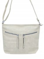 Paola Bags - torebka worek dwie kieszonki na zamek beżowy 5578-121