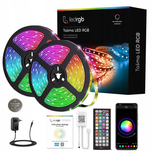Taśma LED 15m RGB 5050 Bluetooth Pilot Aplikacja Zestaw Ledy SMD na Arena.pl