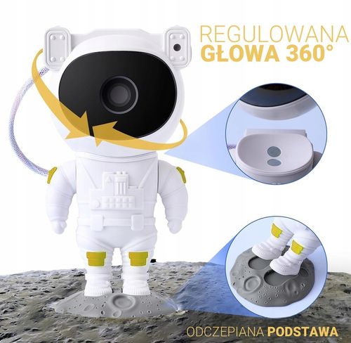PROJEKTOR GWIAZD LAMPKA NOCNA RZUTNIK DLA DZIECI LED LASEROWY ASTRONAUTA na Arena.pl