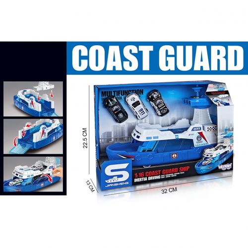 WOOPIE Łódź Policyjna Patrolowa Interaktywna - Skala 1:16 + Autka 3 szt. na Arena.pl