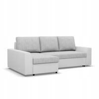 NAROŻNIK LUGO SZARY BIAŁY Rogówka KANAPA Funkcja Spania Wygodny