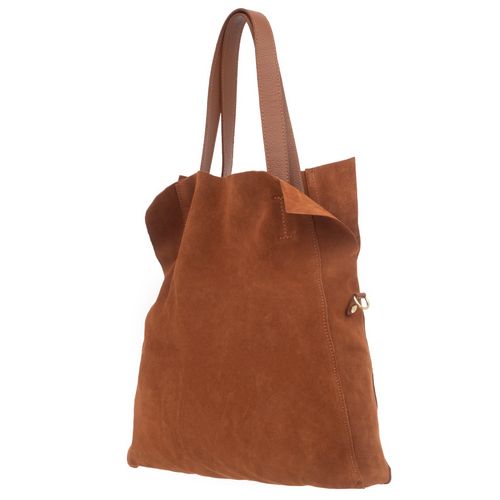 VERA PELLE torebka damska zamszowa shopper z paskiem na ramię V676 taupe na Arena.pl