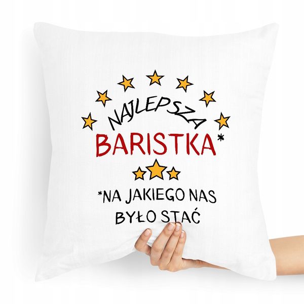 Prezent Poduszka Dla Baristy Najlepsza Baristka Z Nadrukiem Ze Zdjęciem zdjęcie 1