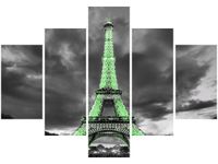 70 100CM OBRAZ 5 ELEM LIMONKOWA WIEŻA EIFFLA DRUK PŁÓTNO