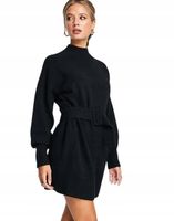 & Other Stories - Czarna dzianinowa sukienka mini z paskiem L