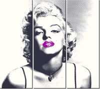 90CM 80 OBRAZ 3 ELEM MARILYN MONROE FIOLETOWYMI USTAMI ŚCIENNY