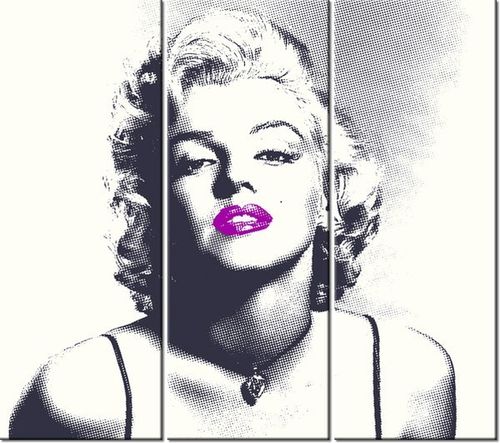 90CM 80 OBRAZ 3 ELEM MARILYN MONROE FIOLETOWYMI USTAMI ŚCIENNY na Arena.pl