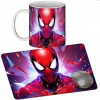 ZESTAW KUBEK + PODKŁADKA - SPIDERMAN - PREZENT WIELE WZORÓW + IMIĘ