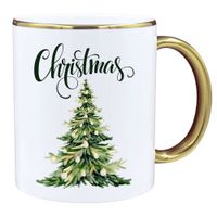 KUBEK PREMIUM PREZENT ŚWIĄTECZNY BOŻE NARODZENIE MIKOŁAJKI BIAŁO-ZŁOTY