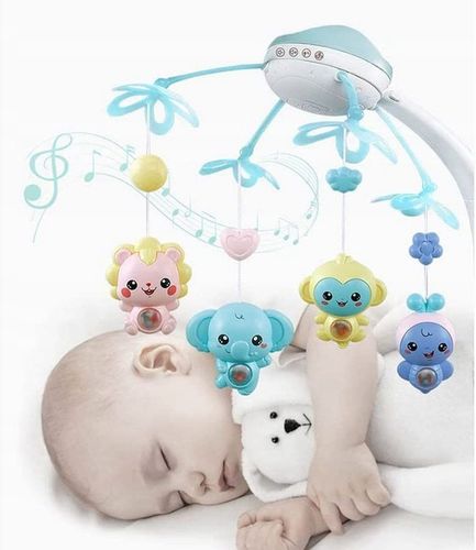 MUZYCZNA KARUZELA KARUZELKA DO ŁÓZECZKA PROJEKTOR Z PILOTEM 500 MELODII na Arena.pl