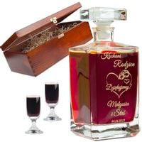 KARAFKA z 2 kieliszkami w etui ROCZNICA ŚLUBU prezent 20 25 30 35 40 50 60