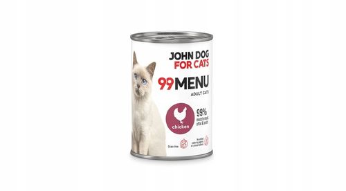 John Dog for Cats 99 menu karma mokra dla kota kurczak 6x400 g na Arena.pl