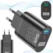 2X ŁADOWARKA SIECIOWA SZYBKA 65W GaN USB USB-C PD QC 3.0 MOCNA UNIWERSALNA