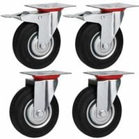 KÓŁKA OBROTOWE 75mm 200kg KOŁA METALOWO GUMOWE ZESTAW JEZDNY WÓZKÓW HAMULEC