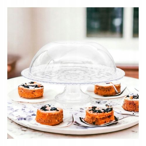 PATERA JEDNOPOZIOMOWA Z KLOSZEM 34CM NA CIASTO CIASTKA OWOCE TACA OSŁONKA na Arena.pl