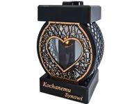 SYN SYNOWI ZNICZ LAMPION NA GRÓB KOŁO RTN SERCE RAMA ZŁOTO+ŚWIECA LED CZARN