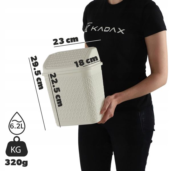 KADAX Kosz Na Śmieci Łazienkowy Biały 6,2L Uchylny Pojemnik zdjęcie 3