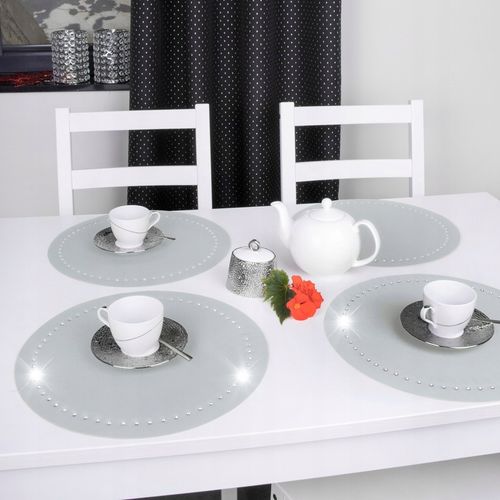 Podkładka dekoracyjna GLAMOUR koło 40 cm czarna srebro na Arena.pl