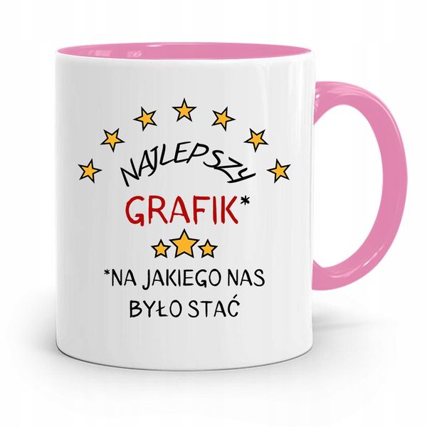 Kubek Różowy Dla Grafika Na Jakiego Nas Stać Z Nadrukiem Ze Zdjęciem zdjęcie 1