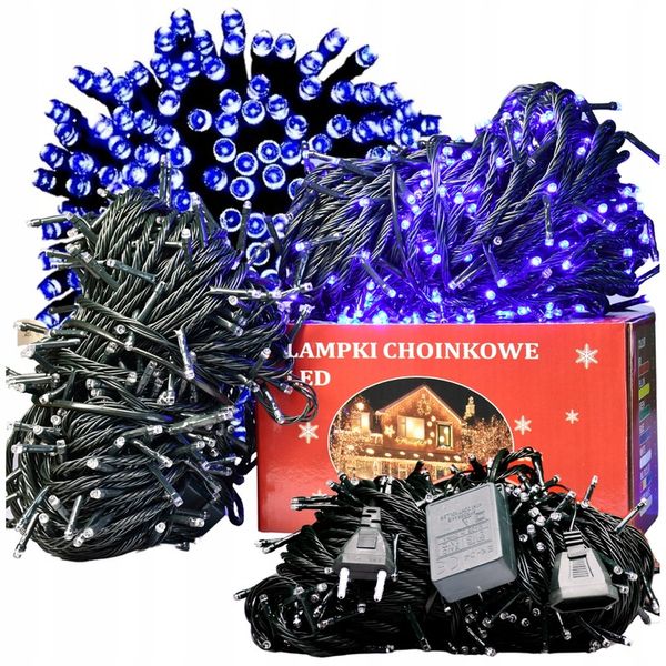 MOCNE NIEBIESKIE LAMPKI CHOINKOWE 500 LED ŚWIATEŁKA ZEWNĘTRZNE WEWNĘTRZNE zdjęcie 1