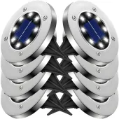 LAMPA SOLARNA LAMPKI SOLARNE DO OGRODU GRUNTOWE OGRODOWE DYSKI LED 8 SZTUK