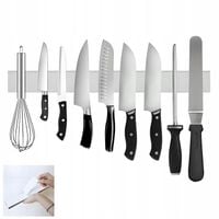 LISTWA MAGNETYCZNA NA NOŻE KLUCZE NARZĘDZIA 50CM SAMOPRZYLEPNA SREBRNA