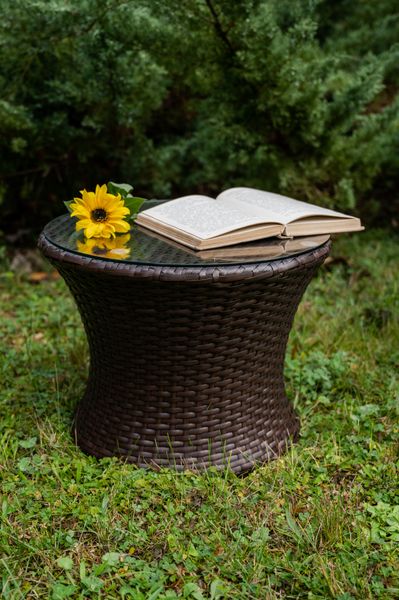 Stolik okrągły balkonowy MODICO brąz technorattan zdjęcie 3