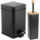 Zestaw Łazienkowy Czarny Kwadratowy Kosz 3L Soft Close i Szczotka WC