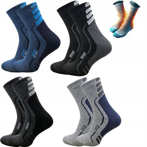 4x pary SKARPETY męskie zimowe THERMO bawełniane grube FROTTE mocne 43-46 na Arena.pl