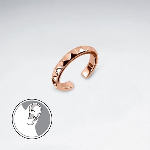 srebrny kolczyk / mankiet do ucha pozłacany różowym złotem na Arena.pl