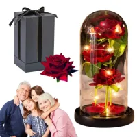 WIECZNA RÓŻA W SZKLE ŚWIECĄCA POMYSŁ PREZENT DLA BABCI DZIEŃ BABCI DZIADKA