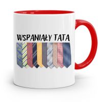 Kubek Czerwony Dla Taty Ojca Wspaniały Tata Z Nadrukiem Ze Zdjęciem