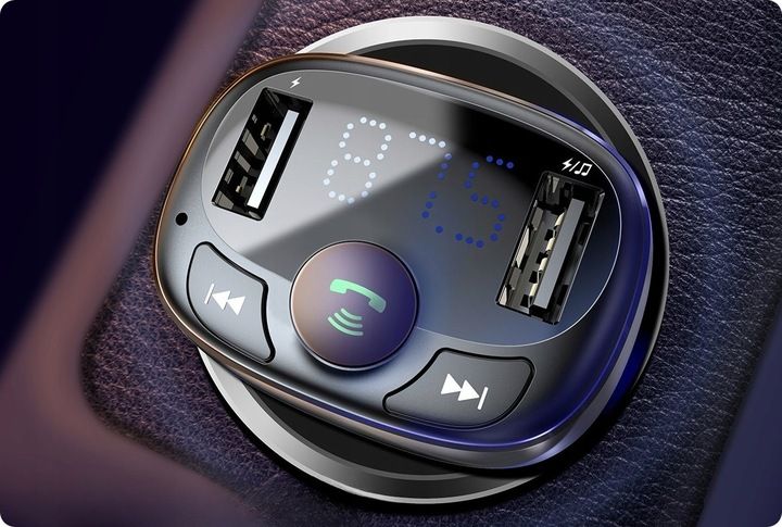 BASEUS TRANSMITER FM BLUETOOTH ŁADOWARKA SAMOCHODOWA MP3 2x USB SD/ TF 3.4A zdjęcie 2