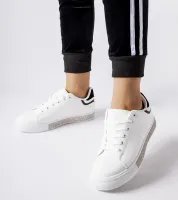 Biało-czarne sneakersy z cyrkoniami Dina 37