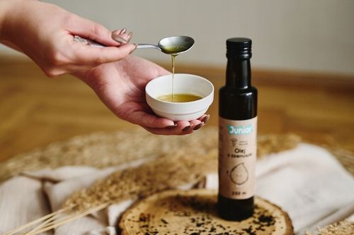 OLEJ Z CZARNUSZKI DZIECI JUNIOR 10,62! mg/g TYMOCHINONU 250ml NIERAFINOWANY na Arena.pl