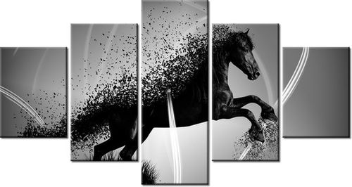 80CM 150CM OBRAZ 5 ELEM CZARNO BIAŁY KOŃ GMENTARYZACJA JAKUB BANAŚ ŚCIENNY na Arena.pl